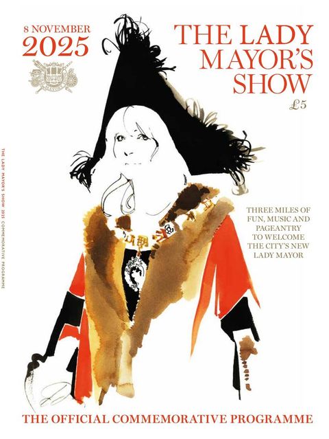 Cover of the 2025 official Lord Mayor's Show programme, an illustration of the new Lady Mayor